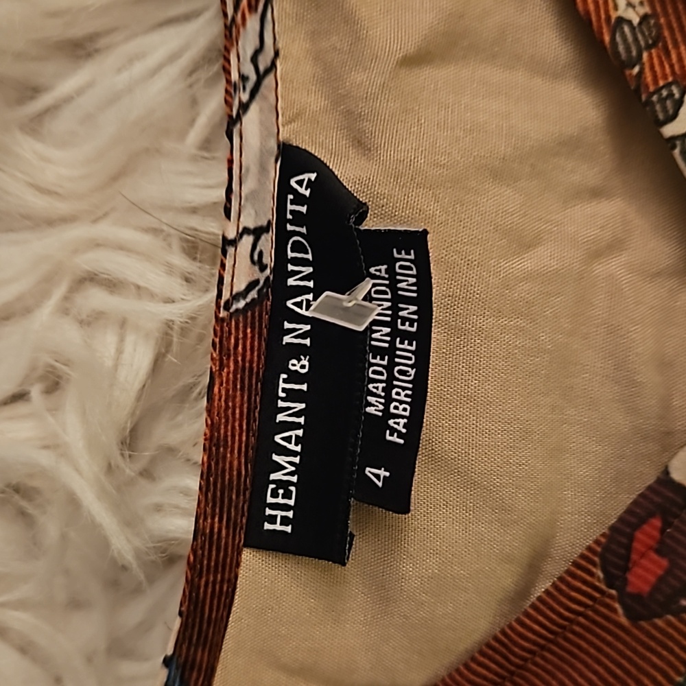 Hemant & Nandita Orange Floral Dress – Size 4 – Stunning Details - Picture 3 of 5